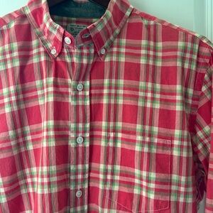 J Crew "Tailored By J.Crew" Madras Red Plaid Button Down Shirt Size Medium